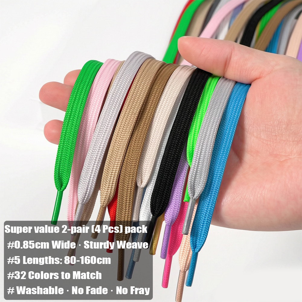 4Pcs(2 Pairs) Flat Shoelaces 0 - Lace Replacement Flat recension och pris