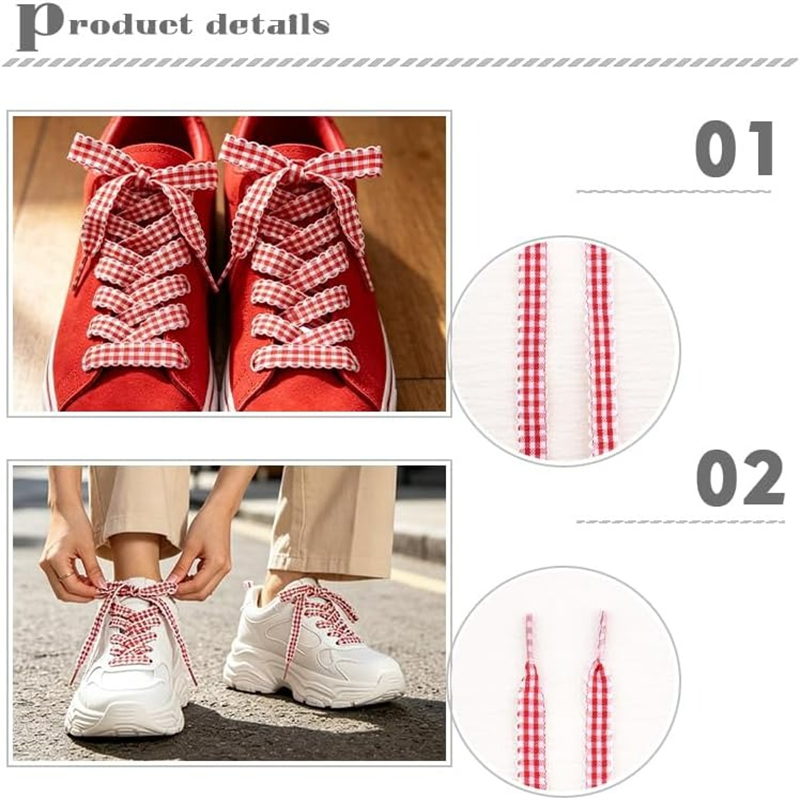 1 Pair Checkered Flat Shoelace - Lace Replacement Flat recension och pris